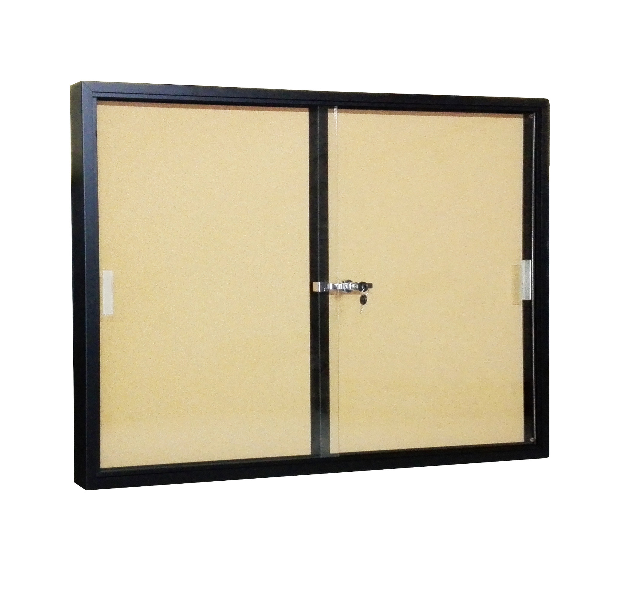 FixtureDisplays 48" x 36" Enclosed Cork Board with Lockable, Sliding